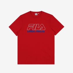 Fila Linea Italia Logo - Miesten Poolopaita - TummanPunainen | FI-49119